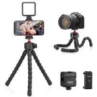 Ulanzi สมาร์ทโฟน Vlogging Kit พร้อมที่จับปรับได้ยืดหยุ่นขาตั้งกล้องหรี่แสงได้ LED Light สำหรับ YouTube TIK Tok Livestream