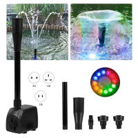 USB Water Pump Ultra-quiet with Power Cord Waterproof Fountain with 12 LED Light for Garden Water Pump Aquarium Fountain