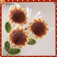 BUSH 2pcs 38ซม. ค่ะ ดอกไม้ถักขนสัตว์ ดีไอวาย ทอมือ ดอกไม้โครเชต์ดอกทานตะวัน ของขวัญสำหรับเด็ก งานทำมือ ช่อดอกทานตะวันอ่อน วันครู