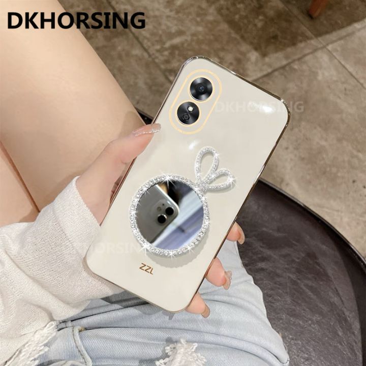 dkhorsing-เคสใหม่-oppo-a78-5g-กระจกกระต่ายแต่งหน้าซิลิโคนนิ่มเคลือบเคสโทรศัพท์-oppo-a78เลนส์เคสโทรศัพท์มือถือป้องกัน