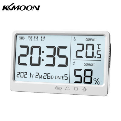 KKmoon LCD เครื่องแสดงอุณหภูมิและความชื้นสูงอิเล็กทรอนิกส์ที่สำคัญอุณหภูมิความชื้นสูงนาฬิกาปลุก