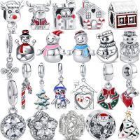 925 Silver Gingerbread Man Santa Tree Sock Pendant Snowman Bead Fit Original Pandora Charm Bracelet Women Christmas Fine Jewelry