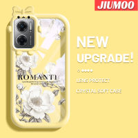 เคส JIUMOO สำหรับ Xiaomi Redmi 10 5G Redmi Note 11E 5G Redmi 11 Prime 5G เคสการ์ตูนดอกไม้โรแมนติกที่มีสีสันเคสโทรศัพท์โปร่งใสซิลิโคนนิ่มกันกระแทกใหม่เคสป้องกันเลนส์กล้องถ่ายรูปลายสัตว์ประหลาดน้อย