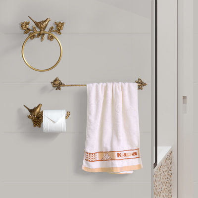 Antique Brass 1 pcs Bath Towel Set Bird Towel Ring Carved Toilet Paper Holder Creative Towel Bar 18 Inch Bathroom Accessories