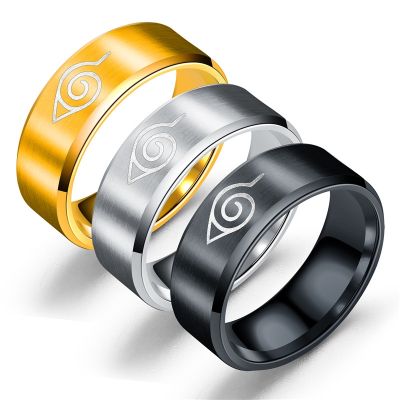 [MM75] ใหม่ใบแหวน Konoha U Zumaki Symbal โลโก้เข้าสู่ระบบซาสึเกะอิทาจินินจาแฟชั่นไทเทเนียมเหล็กอะนิเมะเครื่องประดับคอสเพลย์ผู้หญิงผู้ชายของขวัญ