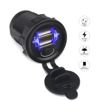 Dual Port Car Charger Socket ไฟ LED ไฟแช็ก USB Fast Charging Power Outlet สำหรับ Xiaomi Samsung Galaxy