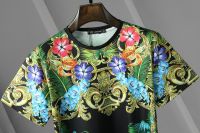 Versace เสื้อยืดลําลองสําหรับผู้ชายผ้าฝ้ายแขนสั้นคอก ลมไซส์ M - 3 Xl