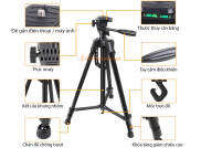 Chân giá đỡ điện thoại, máy ảnh Tripod 3366 cao 150cm có tay cầm cực chắc