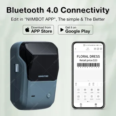 Niimbot เครื่องพิมพ์ฉลากเครื่องประดับขนาดเล็กแบบพกพา B21 B1สติกเกอร์ติดความร้อนเครื่องพิมพ์บลูทูธสำหรับฉลากสีขาวใสขนาด20มม. 50มม.