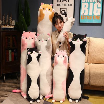 10 Styles 50-150cm Long Cat Plush Toys Stuffed Soft Pause Office Nap Doll Bed Sleepping Pillow Home Decor Birthday Girls Gifts