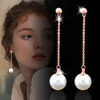 SINLEERY Classic Ball Long Dangle ต่างหูสำหรับผู้หญิง Rose Gold Silver Color อุปกรณ์เสริมงานแต่งงานต่างหู ES097