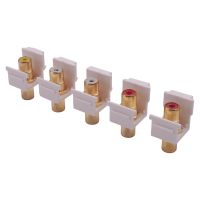 5-Pack RCA Keystone Jack Insert Connector Socket Female Snap in Adapter Port Gold Plated Inline Coupler for Wall Plate