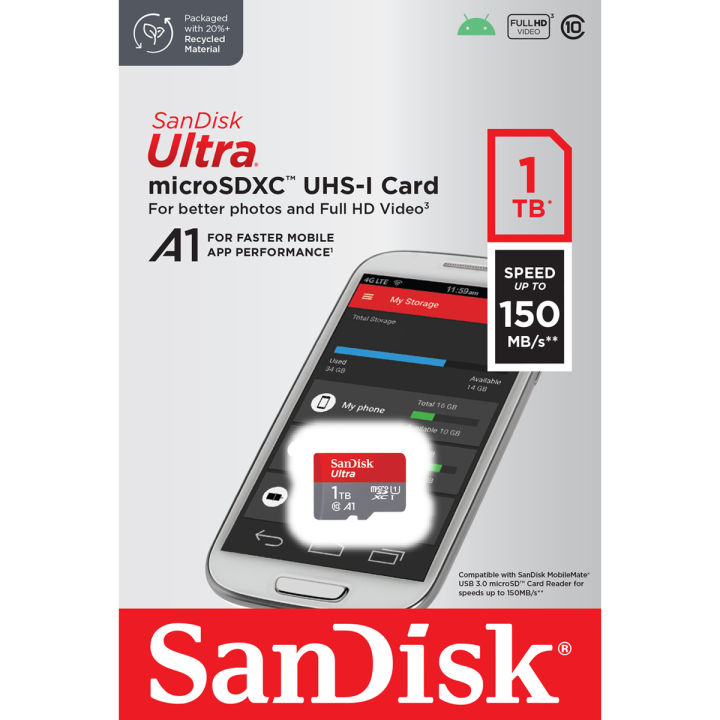 ผ่อน-0-sandisk-ultra-microsd-card-ผ่อนนานสูงสุด-6-เดือน-sdxc-ความเร็วอ่าน-150mb-s-ความจุ-1tb-class-10-a1-sdsquac-1t00-gn6mn-เมมโมรี่การ์ด