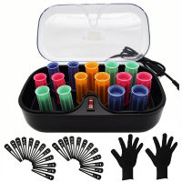 15pcs Hot Rollers Set Ceramic Hot Hair Curlers Hair Sticks Tubewith Gloves Clips For Dry Wet Long Short Hair Curly