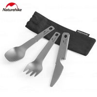 Naturehike Ultralight Titanium Tableware 3 Piece Suit Outdoor Portable Knife Spoon Fork Camping Picnic Hiking Bottle Opener