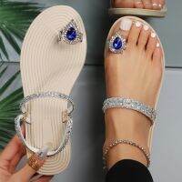 Women Bling Slippers Clip Toe Rhinestone Crystal Slippers 2023 Summer Newest Fashion Sexy Beach Dress Party Female Sandals