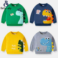 Children Sweatshirts Cartoon Three-dimensional Dinosaur Printing Sweater Tops Round Neck Long Sleeves Shirt【fast】