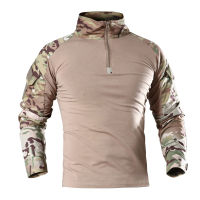 Mens Outdoor Tactical Hiking T-Shirts Military Army Camouflage Long Sleeve Hunting Climbing Shirt Male Breathable Sport Clothes