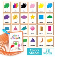 Kids Learning Color Shape English Flashcards Educational Toys Pocket Cards for Children English Vocabulary Flash Cards