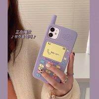 เคสโทรศัพท์มือถือมีจี้การ์ตูนเกาหลีน่ารักๆสีม่วงสำหรับ iPhone 11,12,13 Pro XS Max X XR SE 7 8 Plus ฝาครอบหลังซิลิโคนนิ่ม