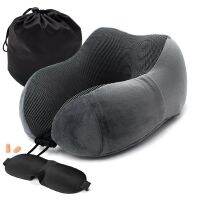 Memory Foam Neck Airplane Office Nap Cervical Pillows with Storage Earplugs