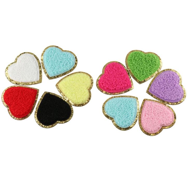 Heart Iron On Patches Love Sew On Appliques Chenille Embroidered
