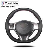 Handsewing Black Genuine Leather Steering Wheel Covers For Toyota Yaris 2012 2013 2014 2015 2016 2017 2018