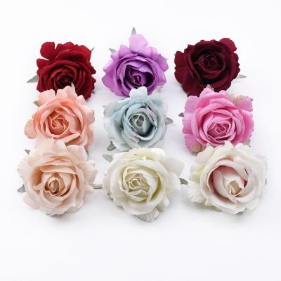 [AYIQ Flower Shop] ดอกไม้ประดิษฐ์5/10ชิ้นสำหรับการตกแต่งบ้านงานแต่งงานเจ้าสาวทำจากวัสดุหัวกุหลาบไหมข้อมือพวงดอกไม้ประดับคริสต์มาส