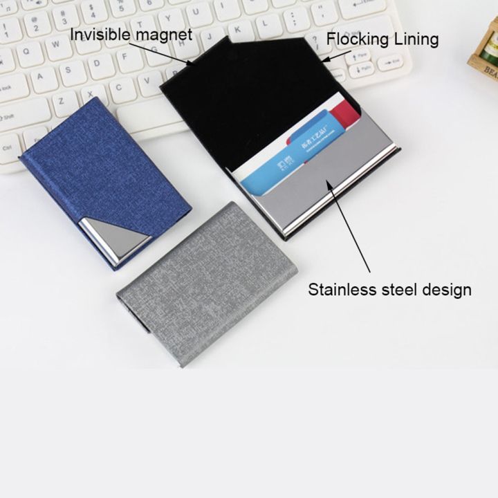 cw-fast-drop-shipping-leather-wallet-business-id-credit-card-holder-metal-storage