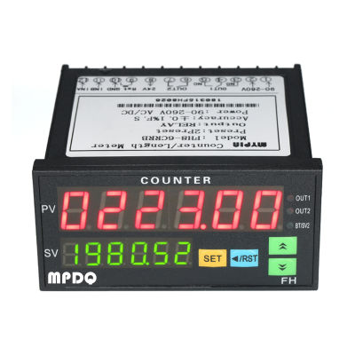 Multi-functional Dual Light-emitting Diode Display Digital Counter 90~265V AC/DC Length Meter with 2 Relay Output and Pulse PNP NPN