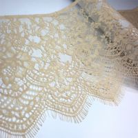 Quality Black Eyelash Lace Trim 20.5cm Winter Wheat Chantilly Lace Fabric White Wedding Dress Lace French Lace Fabric