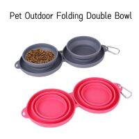 Thickened TPE Folding Silicone Pet Bowls Outdoor Pet Double Bowls Tableware Wholesale Pet Supplies Portable Dog Bowls