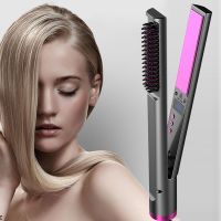 ﹍⊙♨ Hair Straightener Curling lron 3-in-1 Hair Brushes for Women Hair Rollers Straightener Brush