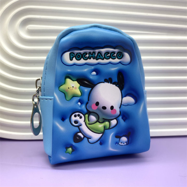 sanrio-กระเป๋านักเรียนขนาดเล็ก-kuromi-กระเป๋าสตางค์ใส่เหรียญ3d-ขยายระบบกระเป๋าใส่หูฟังเมโลดี้จี้กระเป๋ากุญแจ