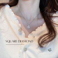 GLAMOR✨สร้อยเพชร Moissaniteแท้ Square Diamond น้ำงาม สร้อยเงินแท้พร้อมจี้ สร้อยคอเงินเเท้ สร้อยคอเพชร จี้สร้อยคอ จี้เพชร