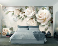 [hot]Custom Size wallpaper Rose Branch Mural EuroTV Background Wall Living Room Bedroom 3d floral home decoration wallpaper photos