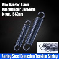 【LZ】csu8dq 10PCS 0.7mm Wire Diameter Spring Steel S Hook Extension Tension Spring Coil Spring Hook Spring L 15-60mm Outer Diameter 5mm/6mm