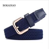 BOKADIAO Women&amp;Childrens elastic belt Pin buckle Weave Stretch Canvas belt Candy colors luxury jeans belts for boys girls strap Belts