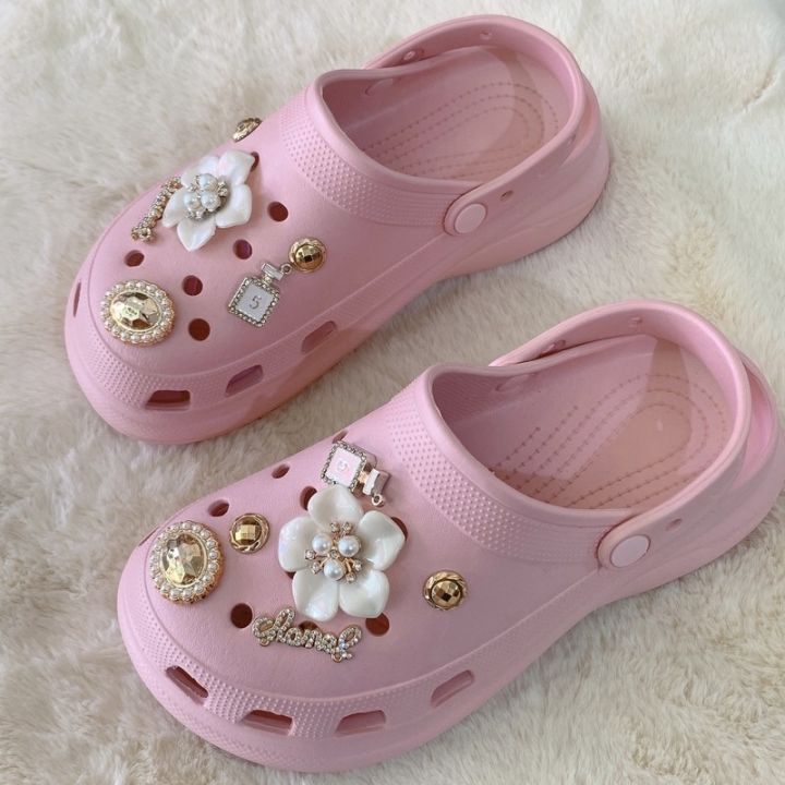 crocs-เข็มกลัด-รูปกลีบดอกไม้-ประดับไข่มุก-ถอดออกได้-เหมาะกับของขวัญ-สําหรับผู้หญิง-diy