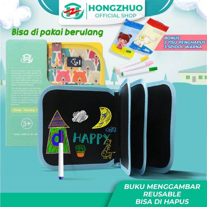 Hongzhuo Reuseable Buku Gambar Portable 16 Halaman / Buku Papan Tulis ...