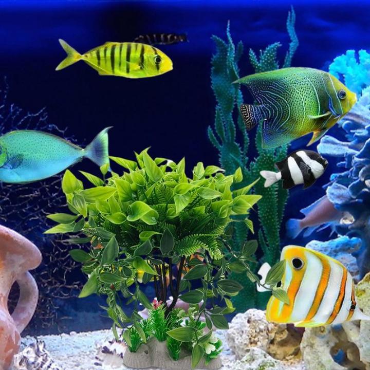 พิพิธภัณฑ์สัตว์น้ำตกแต่งสมจริงพลาสติกตกแต่งปลาพืชจำลองพืชน้ำตกแต่งอุปกรณ์ตู้ปลา