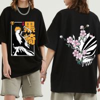 Bleach Anime Tshirt Men Cotton T Shirt Anime Ichigo Kurosuki Clothes Anime Doublesided Graphic Print Tee