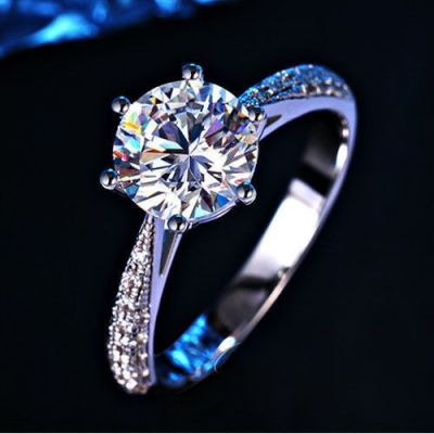คู่แหวนผู้ชายและผู้หญิง ins ไม่จางหายคู่ 925 เงินเลียนแบบโมซานแหวนแต่งงานเพชรของขวัญวันวาเลนไทน์ JVWT