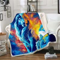 Interesting Comics Lion Wool Blanket 3D Printing Wearable Blanket Adult/Children Wool Blanket Sherpa Blanket 02