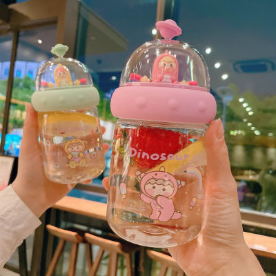 Kawaii Kids Cup Cute Portabl Plastic Water Bottle School for Girls Drinking Bowl Children Travel Thermos Gourd Drinkware