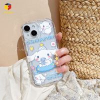 สำหรับ OPPO A15 A15S A16 A16S A16K A16E A17 A17K A31 A1K การ์ตูนน่ารัก Cinnamoroll ครีม3D โปร่งใสขอบคลื่นเคสโทรศัพท์ใหม่ TPU