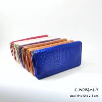 Prang Crocodile Leather Long Zip-Around Wallet กระเป๋าสตางค์ ซิปเดี๋ยว หนังจระเข้ C-W01S(M)-Y-Y/G ซิปรอบหนังจระเข้แท้