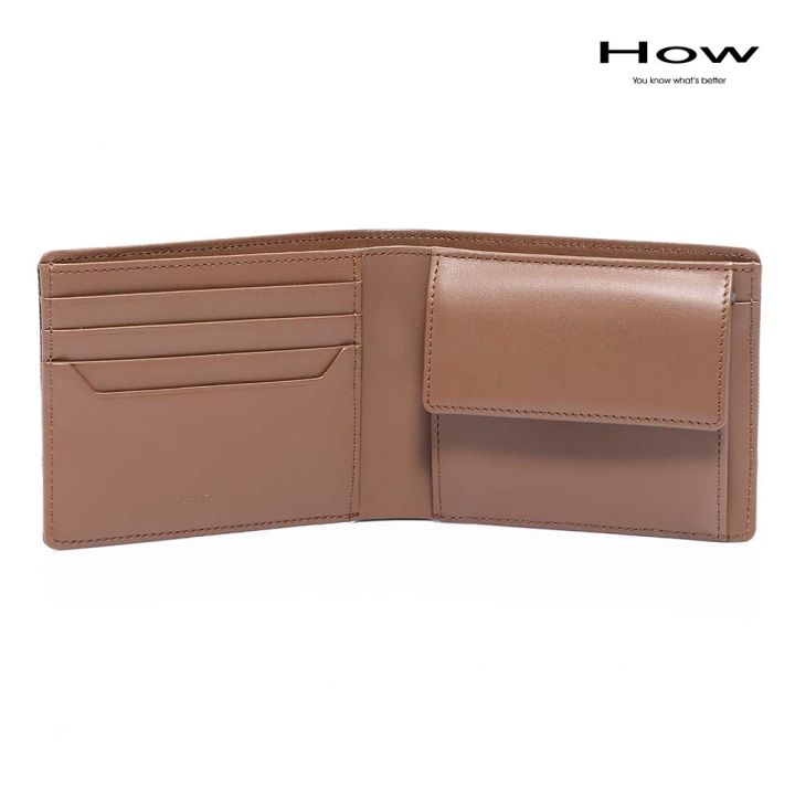 how-กระเป๋าสตางค์พับสั้น-มีช่องใส่เหรียญ-รุ่น-hhw0292-สีน้ำตาล
