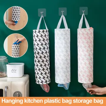 1 Pcs Kitchen Wall Hanging Mesh Garbage Bag Storage Organizer Reusable  Grocery Bags Holder