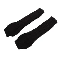 Gloves Braided Knitted Oversleeve Hand Arm more Hot Fingerless Gloves (Dark gray)